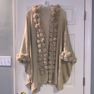 PLUSH faux fur lined Poncho Cape